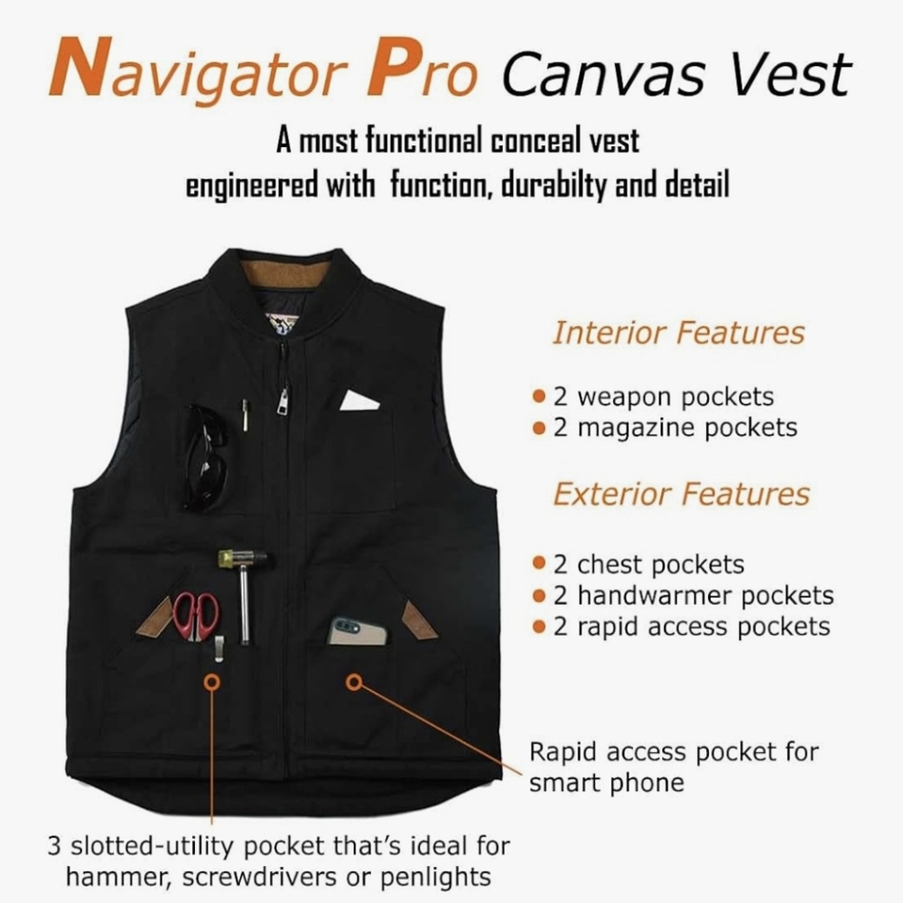 Edtrek‎ Navigator Pro Black Canvas Vest Large